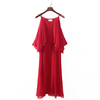 索系列 夏季品牌库存折扣女装时尚优雅气质大红色连衣裙F829