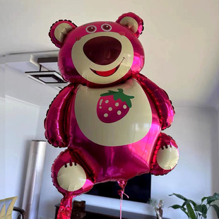 大号草莓熊飘空氦气球铝膜儿童宝宝生日派对周岁布置装饰拍照道具