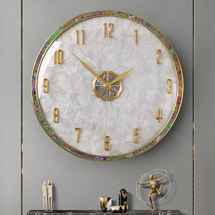 客厅挂钟家用简约静音挂墙钟表轻奢卧室个性欧式时钟时尚圆形挂表