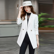 高级感白色小西装外套女秋季流行韩版气质中长款休闲西服大衣