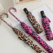 韩国时尚豹纹长柄自动伞，晴雨两用太阳伞遮阳伞，防晒防紫外线性感女