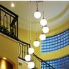 北欧简约现代复式别墅长楼梯吊灯客厅卧室餐厅玻璃奶白圆球吊灯