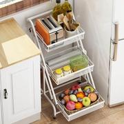厨房杂物置物架移动水果蔬菜客厅家用落地多层可折叠小推车收纳架
