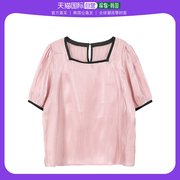 韩国直邮66girls134264 方形领泡泡袖女衫方形领口雪纺衫短袖衬
