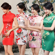 旗袍真丝绸短款2023年夏季年轻款少女改良版小个子性感中国风