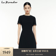 La Koradior拉珂蒂2024钉钻经典黑色复古连衣裙女时尚收腰裙子女