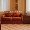 法式复古双人沙发焦糖色进口丝绒三人沙发小户型客厅美式布艺沙发