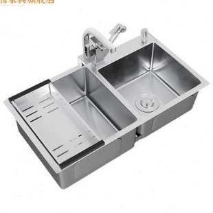 水槽大号洗菜盆厨房，双槽洗碗池304不锈钢加厚洗菜池75x4180x