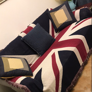 米字旗纯棉线毯沙发巾北欧时尚沙发毯床尾，毯桌布地毯单双人(单双人)沙发垫