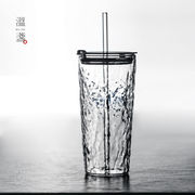 家用玻璃吸管杯耐热开水，饮料牛奶女生高颜值大容量，高硼硅时尚带盖