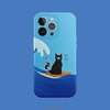 冲浪猫咪手机壳适用iPhone15promax苹果14菲林13可爱12蓝色11华为mate60荣耀P50小米vivox90一加opporeno红米