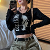 T-shirt Women Sexy Slim Crop Top Chic Design Korean Spring