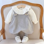 婴儿衣服女宝宝连体衣春秋季纯棉洋气0一6个月新生儿爬服春装套装