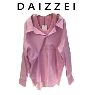daizzei~2023春港味，复古chic法式别致粉色衬衫，上衣长袖假两件