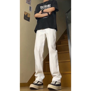 cleanfit白色弹力牛仔裤男款美式高街vibe裤子弹力窄版高腰直筒裤