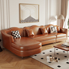 美式复古油蜡皮现代真皮沙发，小户型法式中古风客厅轻奢贵妃转角