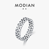 MODIAN S925纯银镂空爱心戒指欧美复古时尚ins流行通勤风心形指环