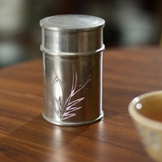 潮汕手刻兰花纯白老锡器茶叶罐，便携旅行家用密封罐中式锡器茶具