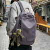 大容量帆布书包女日系高中大学生纯色双肩包16寸电脑背包男旅行包
