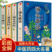 全彩图解4册本草纲目+黄帝内经+神农本草经+汤头，歌诀中医四大名著基础理论，伤寒论白话皇帝内经养生智慧全书中医药养生书籍