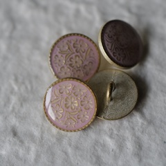 15mm一颗价格德国JIM金属底座环氧树脂玫瑰粉金色纹理纽扣