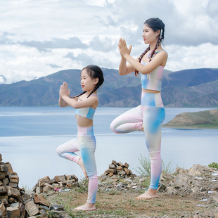 亲子女孩儿童瑜伽服套装短款美背心运动速干衣舞蹈跑步健身服