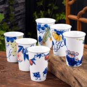 青花瓷茶杯ins马克杯陶瓷可乐杯景德镇手绘中式家用茶具单杯水杯