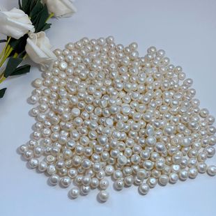 DIY10-13mm天然白色扁圆淡水珍珠散珠项链手链手工配件编织手串