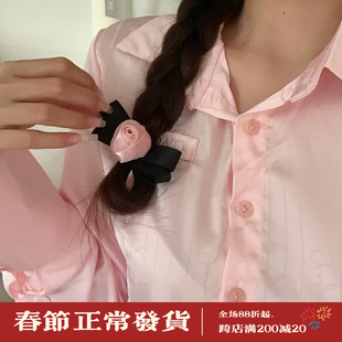 温柔粉色玫瑰花蝴蝶结发夹甜美花朵，顶夹刘海夹发卡边夹发饰头饰品