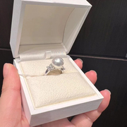 DIY珍珠配件 S925 纯银戒指空托 时尚金色银色银饰托 配11-13mm圆