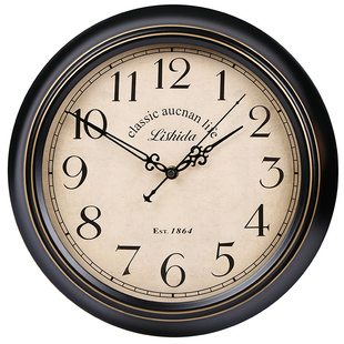 力时达美式复古静音挂钟，客厅简欧创意，欧式挂表北欧艺术装饰时钟表