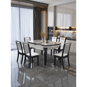 岩板餐桌椅组合家用吃饭现代简约轻奢折叠伸缩可变圆桌小户型饭桌