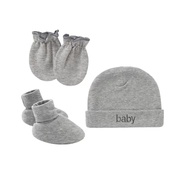新生儿纯棉胎帽3件套防抓手套脚套婴儿帽手脚套休闲帽子宝宝