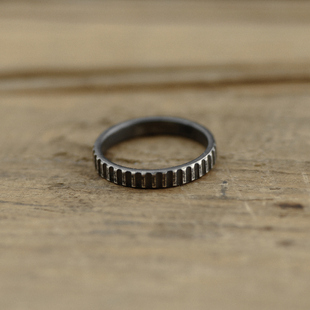 圆转-齿轮戒指纯银S990手工闺蜜戒小对戒做黑做旧设计冷门工业款