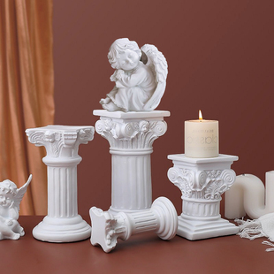 北欧式罗马柱烛台小天使拍照道具背景家居客厅桌面陈列装饰品摆件