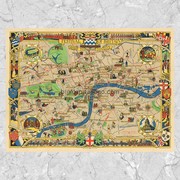 伦敦地图英国节日复古艺术，老超大尺寸巨幅面，装饰壁挂画芯心