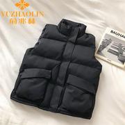 胖mm羽绒棉服马甲，女短款秋冬季大码宽松百搭背心坎肩外套