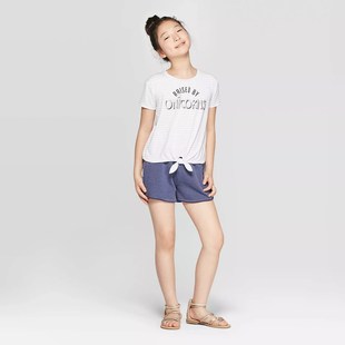4-16岁女宝字母短袖t恤夏季女孩子夏装可亲子上衣