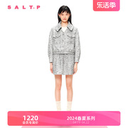 SALT.P可颜2024春高街茧型复古亮片粗花呢夹克短外套