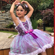 六一儿童演出服幼儿园女童蓬蓬裙表演服紫色舞台，舞蹈服可爱公主裙
