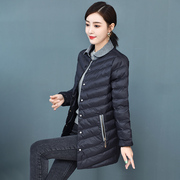 轻薄羽绒棉袄女中长款2023新款中年妈妈冬季加厚大码工装棉服外套