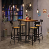 美式实木小方桌简约家用正方形酒吧吧台桌，咖啡厅桌椅网红组合高桌