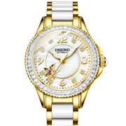 女品牌全自动机械表瑞士进口时尚士手表镶钻白色watch陶瓷