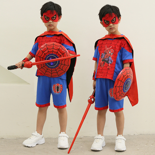幼儿园六一表演出服蜘蛛侠，儿童套装小孩子，cospla角色扮演纯棉衣服