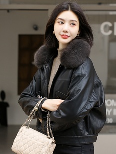 小个子加绒加厚皮衣外套，女2023年秋冬季韩版休闲pu皮夹克棉衣