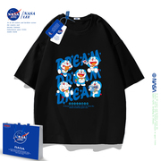 NASA机器猫男童短袖t恤夏季2024潮牌女大童夏装纯棉儿童半袖