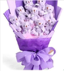 七夕情人节卡通花束紫色，泰迪熊公仔花束小熊花束生日创意礼物