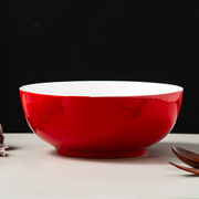 中式8寸陶瓷红釉纯色大汤碗大碗纯红色碗餐具配头新年春节新居