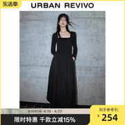 UR秋冬女装法式赫本风优雅气质方领连衣裙UWG730112