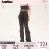 AooRaa原创设计 显瘦显腿长的灰色微喇花边长裤休闲百搭裤子女